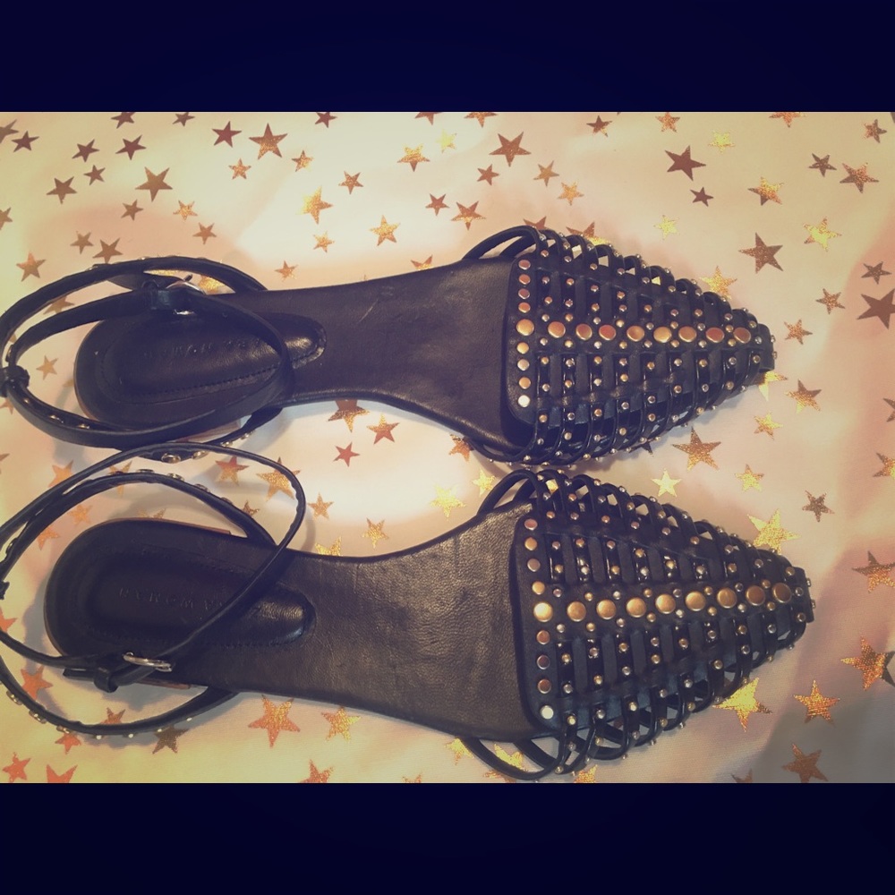 Zara studded ankle strap flats